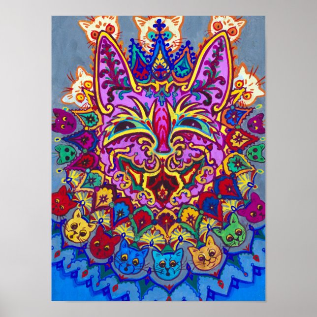 Poster Chat avec collier de chat par Louis Wain (Devant)