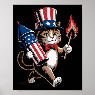 Poster Chat Avec Feu D'Oeuvre 4 juillet Enfants Enfants E