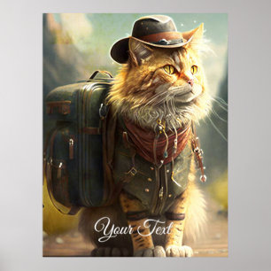 Poster Chat avec un sac à dos.