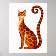 Chat Bengal aquarelle fantaisiste