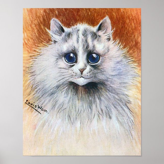 Poster Chat blanc aux cheveux longs, Louis Wain (Devant)