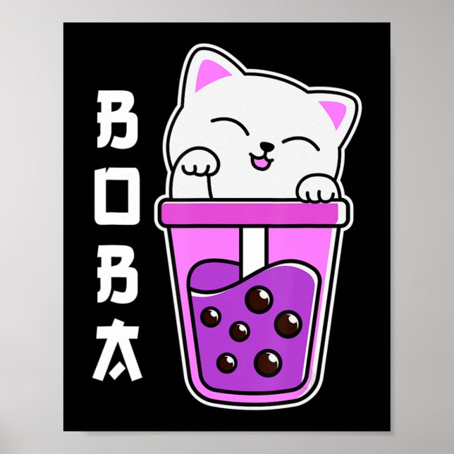 Poster Chat Boba Anime Bubble Tea Neko Girls Kawaii Girls (Devant)