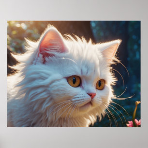 Poster *~*  Chat Chaton 5:4  Chaton Blanc Cheveux Longs D
