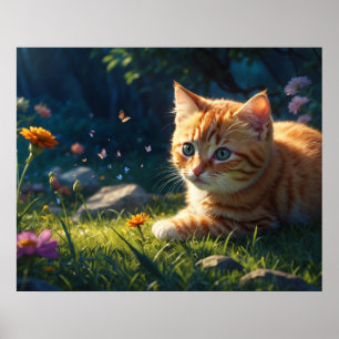 Poster *~*  Chat Chaton 5:4 Félin Chatteau Atteignant Fle