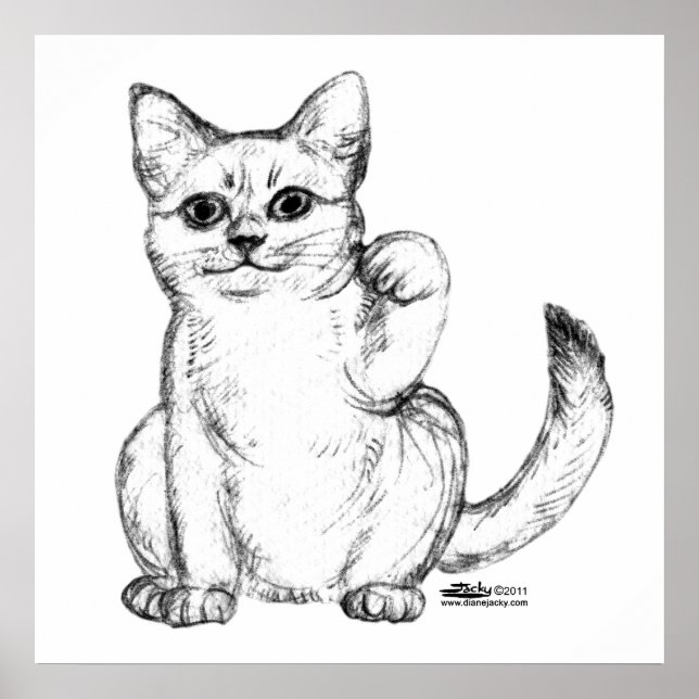 Poster Chat Chaton Maneki Neko Invite (Devant)
