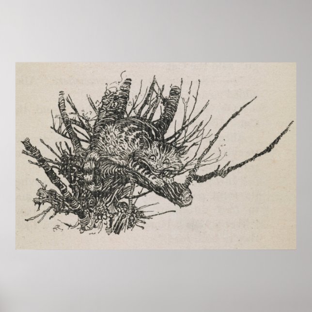 Poster Chat Cheshire dans un arbre Arthur Rackham (Devant)