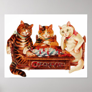 Poster Chat Chess Checkmate Louis Wain
