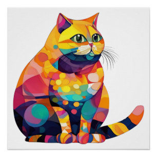 Poster Chat coloré