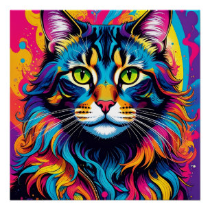 Poster Chat coloré