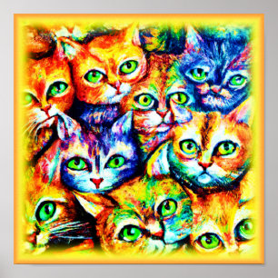 Poster Chat coloré et chaton Motif. Commandez dès mainten