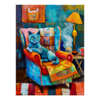 Chat confortable dans fauteuil
