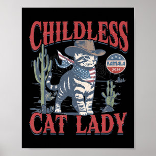 Poster Chat Cowboy Sans Enfant Dame De Chat Pour L'Électi