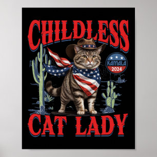 Poster Chat Cowboy Sans Enfant Dame De Chat Pour L'Électi