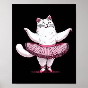 Poster Chat Cute Dans Tutu Ballet Danser Hommes Femmes En