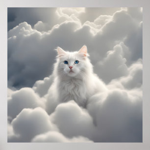 Poster Chat dans les nuages