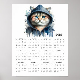 Poster Chat d'aquarelle en Sweat - shirt à capuche Splash