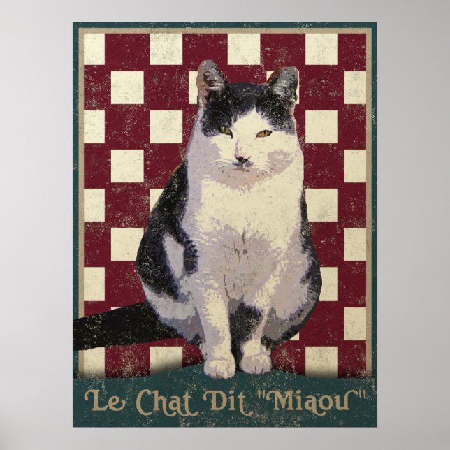 Poster Chat de bistro vintage (Devant)