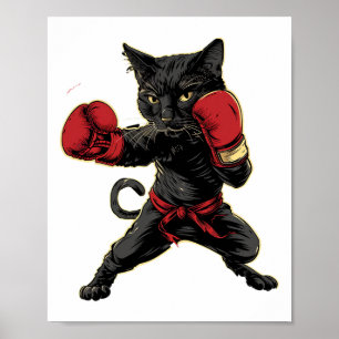 Poster Chat de boxe thaïlandaise Funny Meau Thai Martial
