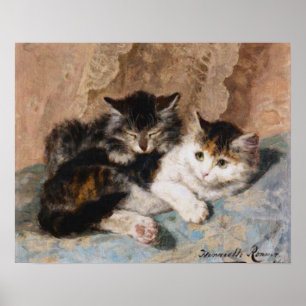 Poster Chat de calicot et peinture grise de beaux-arts de