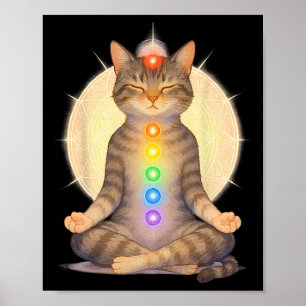 Poster Chat de chakra méditatif Yoga Amoureux des chats s