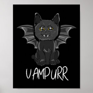 Poster Chat de chauve-souris noir Halloween Vampire Vampu