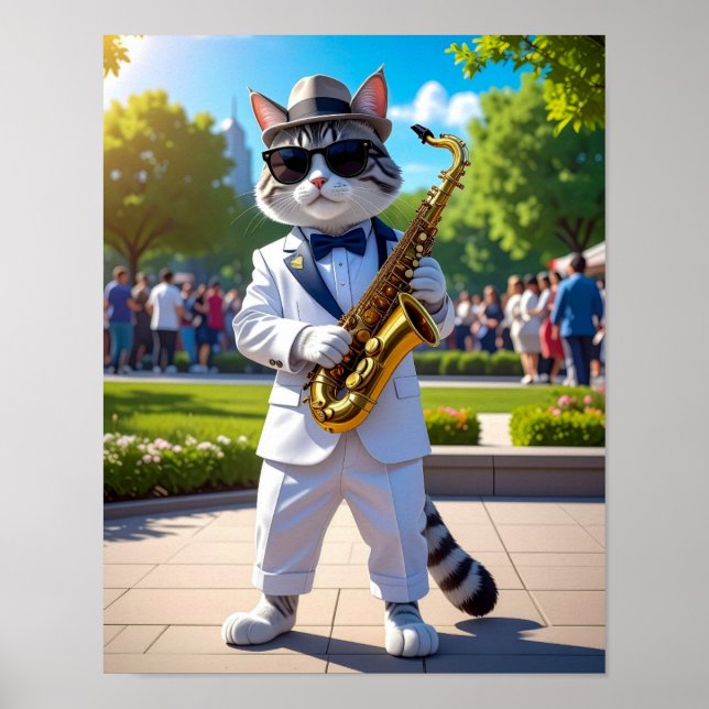 Poster Chat de jazz cool (Devant)