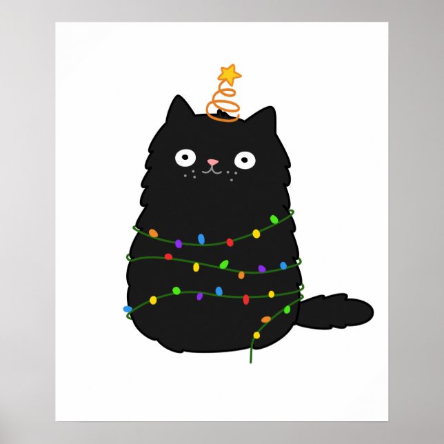 Poster Chat de Noël Cute Kawaii (Devant)