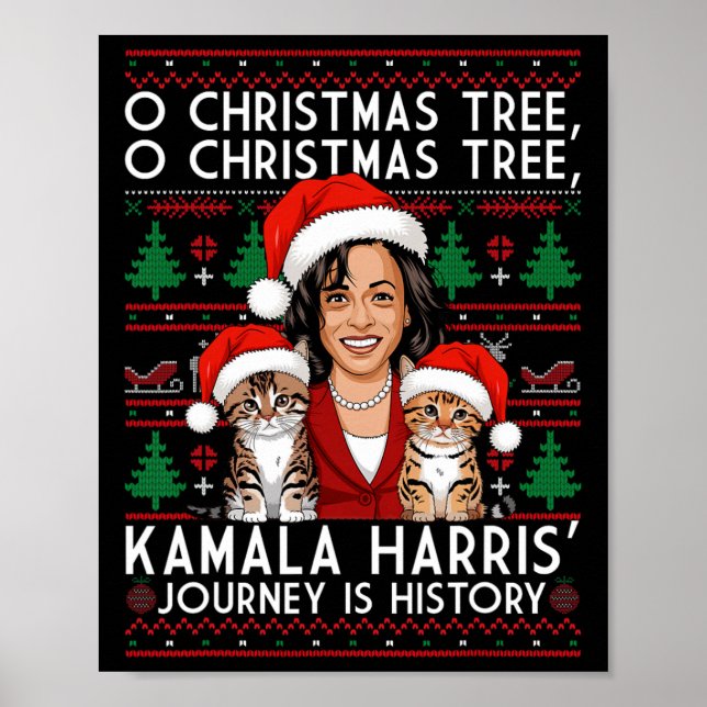 Poster Chat de Noël Dames pour Kamala Père Noël Orament P (Devant)