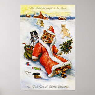 Poster Chat de Noël Santa, Louis Wain