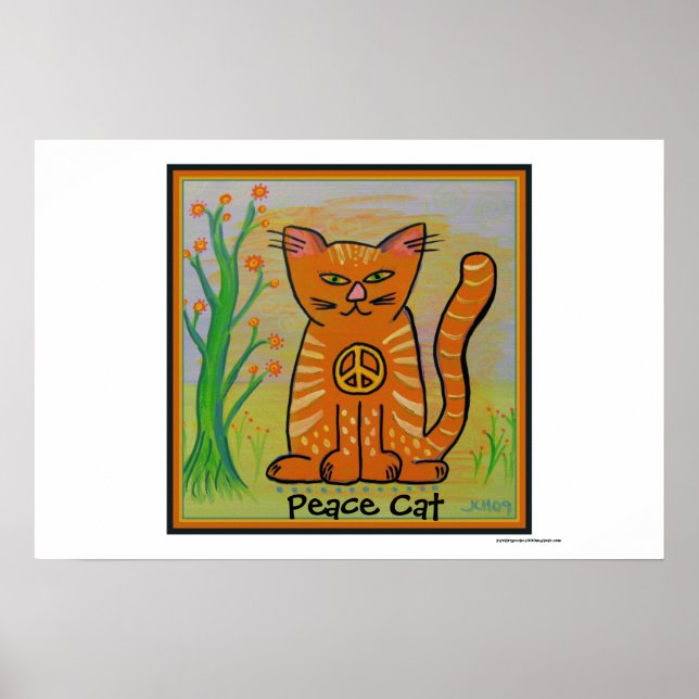 Poster Chat de Paix avec Fleurs (Devant)