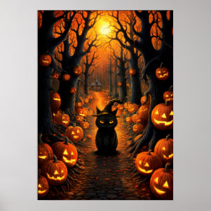 Poster Chat de sorcière d'Halloween