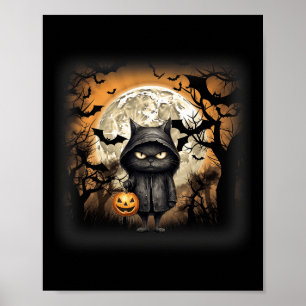 Poster Chat d'Halloween Chat noir Halloween Chat effrayan