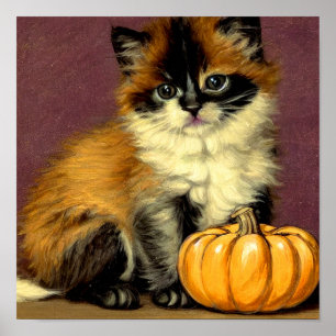 Poster Chat d'Halloween Ragdoll vintage