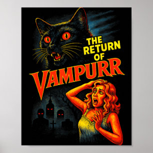 Poster Chat d'Halloween Style Vintage 90s Le Retour de
