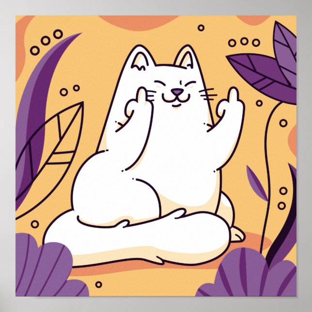 Poster Chat donnant l'affiche (Devant)