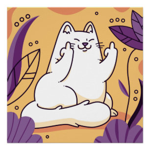 Poster Chat donnant le doigt