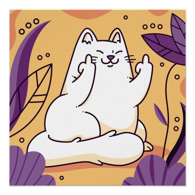 Poster Chat donnant le doigt (Devant)