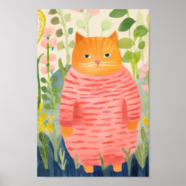 Poster Chat douillet et mignon (Devant)