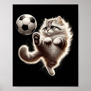 Poster Chat drôle de football Ll Chat joue au football Me