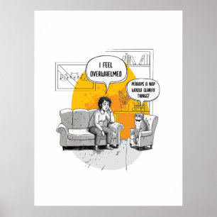 Poster Chat drôle d'introverti submergé Humour reconnaiss
