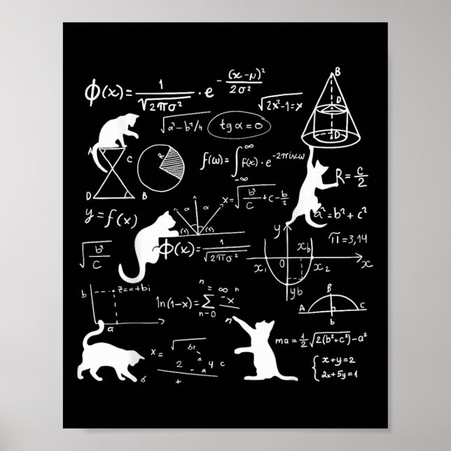 Poster Chat Drôle Jouer Avec Math Formules Kitten Chat Un (Devant)