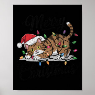 Poster Chat drôle Noël effrayant Chat noir Halloween