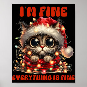 Poster Chat drôle Noël Je vais bien Tout va bien