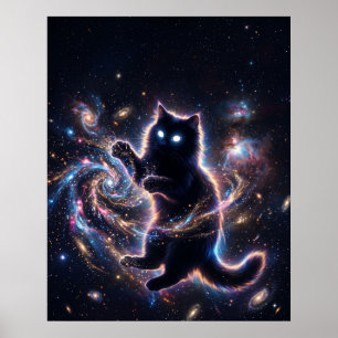 Poster Chat du Trou Noir Jouant avec l'Art de la Poussièr