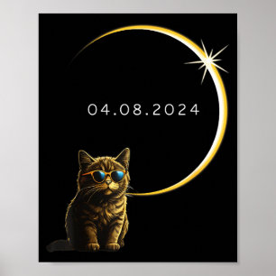 Poster Chat Éclipse Solaire Totale 2024 Totalité Drôle Ch