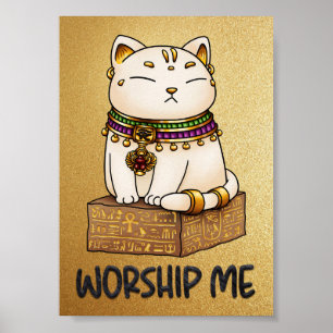 Poster Chat égyptien Dieu Bastet Adorez-moi
