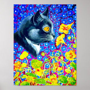 Poster Chat en fleurs