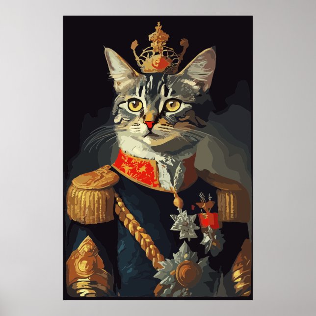 Poster Chat en uniforme royal portrait (Devant)