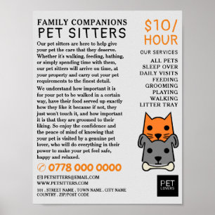 Poster Chat et chien, Service de pose d'animaux de compag