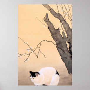 Poster Chat et fleurs de prunier - Hishida Shunso